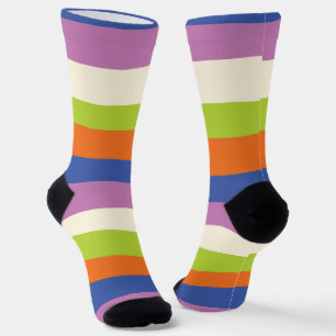 Chaussette Bleu, orange, violet, vert et