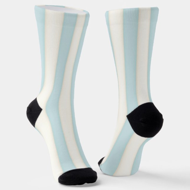 Chaussette Bleu pâle et blanc, bandes verticales (Angulaire)