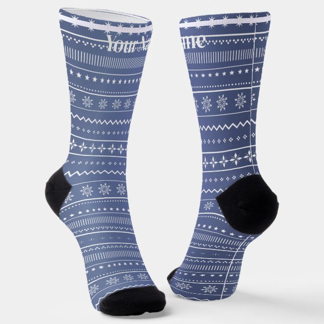 Chaussette Bleu patten | Nom personnalisé (Angulaire)