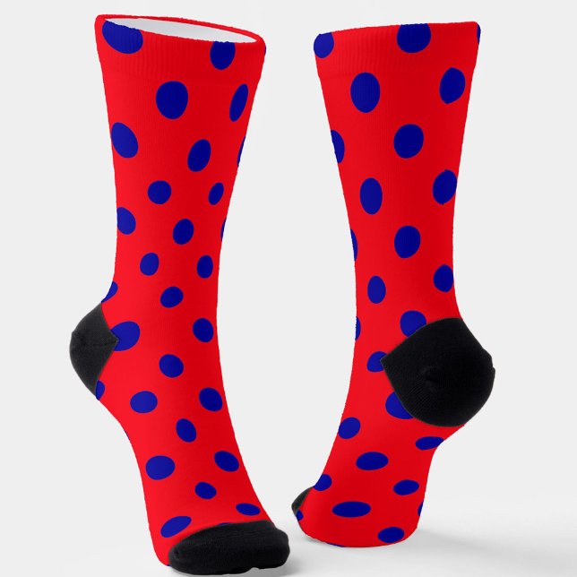 Chaussette Bleu sur rouge Pois design Motif (Créateur téléchargé)