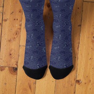 Chaussette Bleu traditionnel japonais Vague Seigaiha Motif