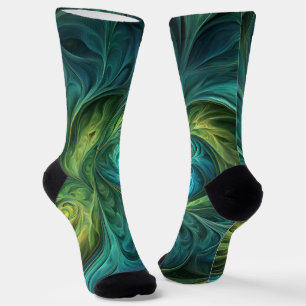 Chaussette Bleu vert AI Motif fractal