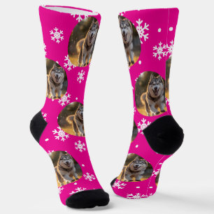 Chaussette Blob de photo personnalisé - Husky flocon de neige