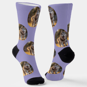 Chaussette Blob de photo personnalisée - Tête de chien Husky
