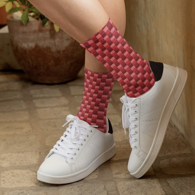 Chaussette Blocs de couleur nuances rouges (Créateur téléchargé)
