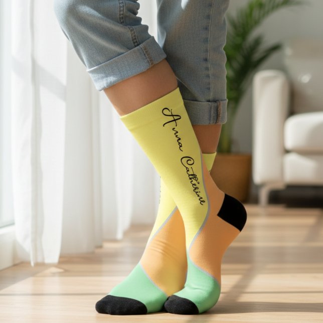Chaussette Bloque de couleur pastel moderne menthe et pêche a (Créateur téléchargé)