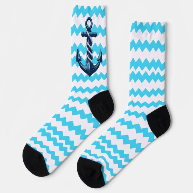 Chaussette Blue anchor with blue waves (Gauche)