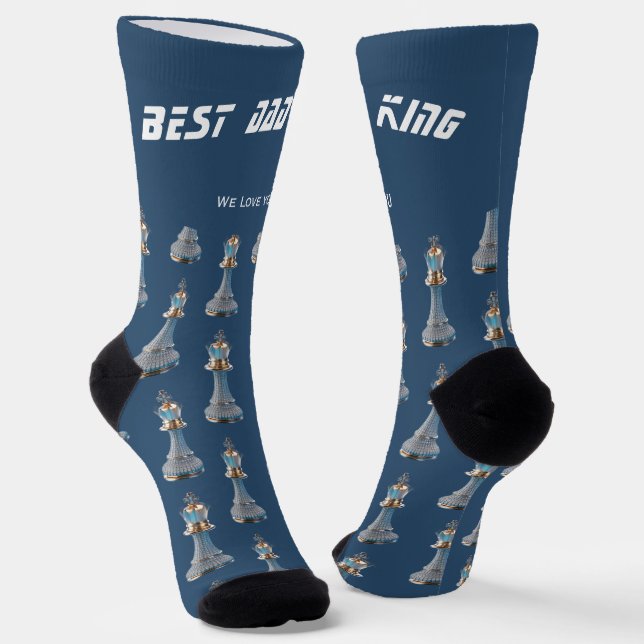Chaussette Blue Diamond Metallic Roi Échec Fête des Pères  (Angulaire)