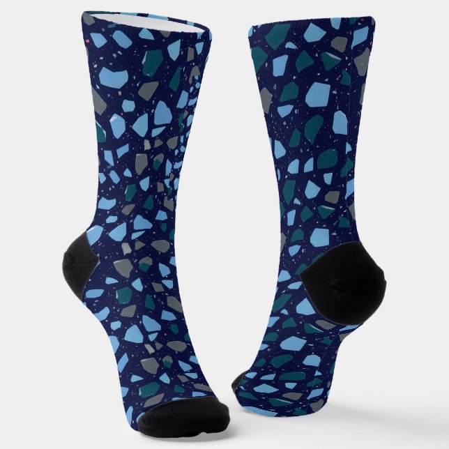 Chaussette Blue Hour Terrazzo Seamless Pattern (Angulaire)