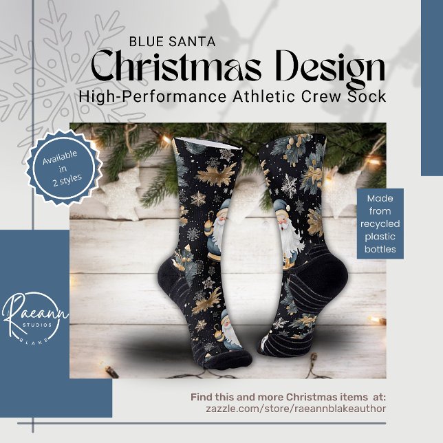 Chaussette Blue Père Noël Design Design Athletic Crew Chausse (Créateur téléchargé)