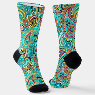 Chaussette Blue Red Yellow Paisley