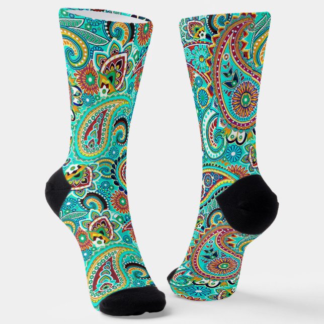 Chaussette Blue Red Yellow Paisley (Angulaire)