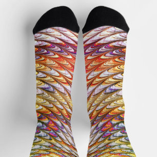 Chaussette Bohème Psychédélique Colorée Vagues Art Abstrait