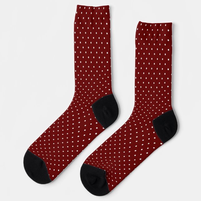 Chaussette Boho Tiny Polka Dot Cute Burgundy Polka Dots (Gauche)