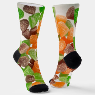 Chaussette Bonbons de gomme rouge vert orange saupoudrés de s
