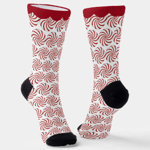 Chaussette Bonbons Tourbillon de Menthe Poivrée Rouge et Blan