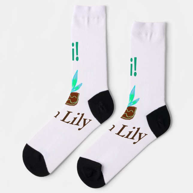 Chaussette Bonjour Je suis Lily cactus succulent ajouter nom  (Gauche)