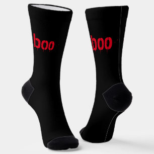 Chaussette Boo rouge typographie sang effrayant éffrayant Hal