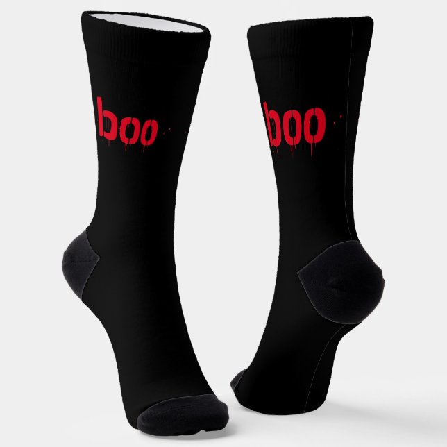 Chaussette Boo rouge typographie sang effrayant éffrayant Hal (Angulaire)