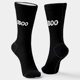 Chaussette Boo typographie éffrayante noir blanc fun Hallowee