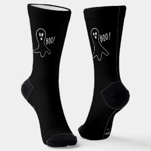 Chaussette Boom noir blanc fantôme éffrayant plaisir mignon H