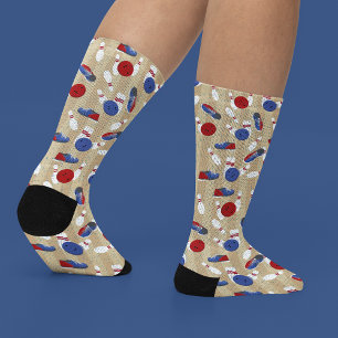 Chaussette Boule de bowling, poubelles et chaussures à motifs