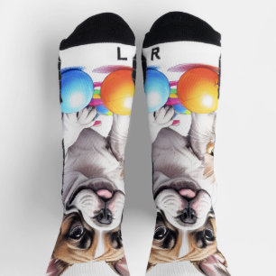 Chaussette Bouledogue français French Bulldog avec chat