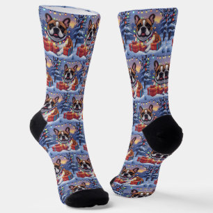 Chaussette Bouledogue français French Bulldog Noël