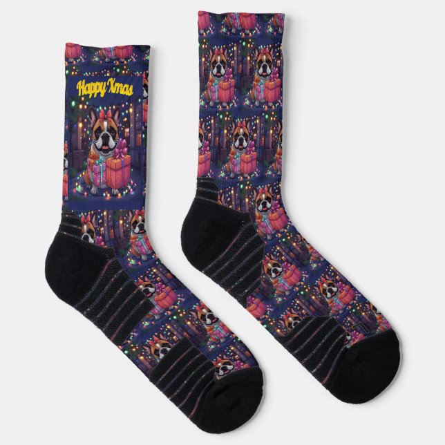 Chaussette Bouledogue français Noël (Droite)