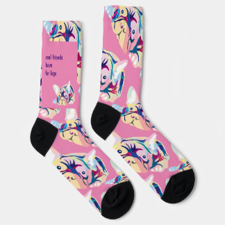 Chaussette Bouledogues français colorés – Personnalisable art