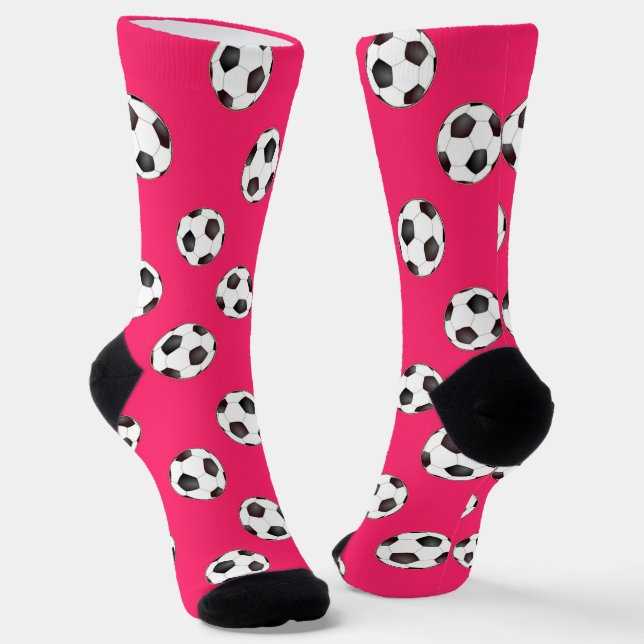 Chaussette Boules de football sur chaussettes roses (Angulaire)