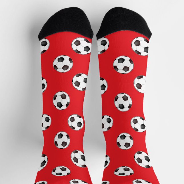 Chaussette Boules de football sur rouge (Haut)