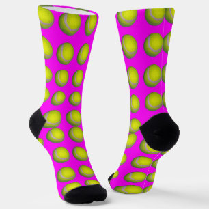 Chaussette Boules De Tennis Jaune Sur Rose, Chaussettes D'Équ