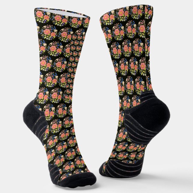Chaussette Bouquet de fleurs Chaussettes noires (Angulaire)