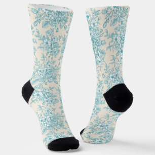 Chaussette Bouquet Rose bleu Jardin Motif Floral