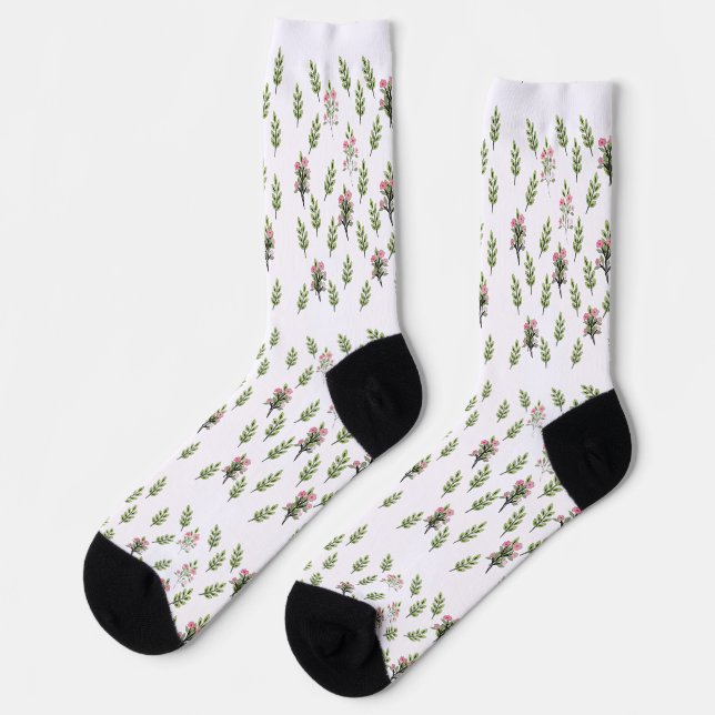 Chaussette Bouquet Rose Répété (Gauche)