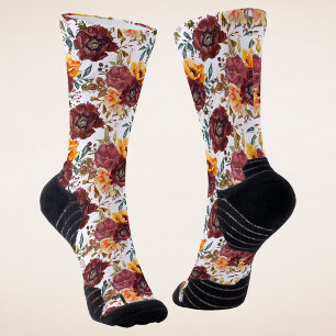 Chaussette Bourgogne Orange Rustique Automne Mariage Floral