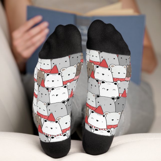 Chaussette Bours blancs de Noël mignons Motif illustré (Fond)