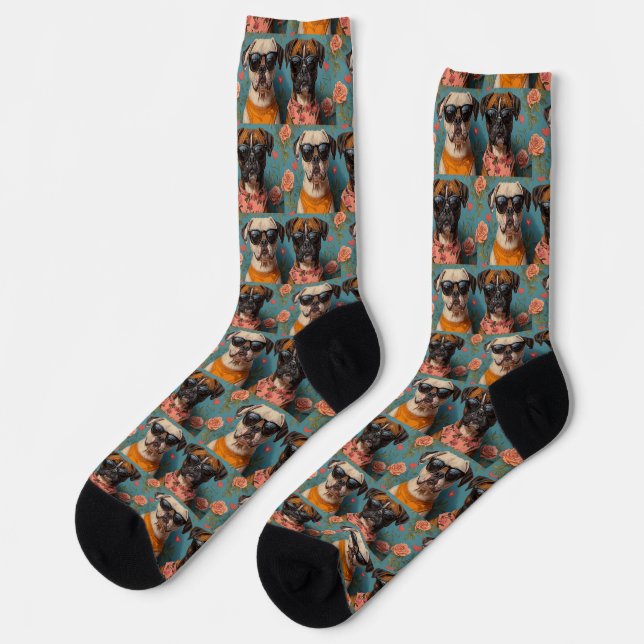 Chaussette Boxer aux roses du cœur pour la Saint-Valentin (Gauche)