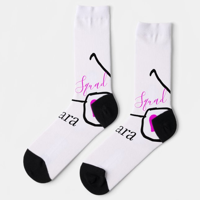Chaussette Bride équipe rose googles noirs coeur bridesmaid (Gauche)