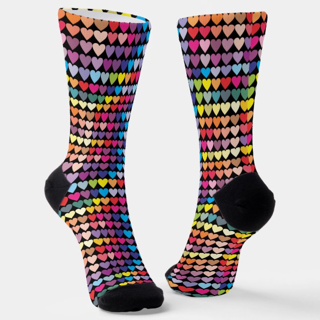 Chaussette Bright Colorful Rainbow Hearts Pattern (Angulaire)