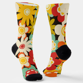 Chaussette Bright Colorful Retro Cute Floral Pattern