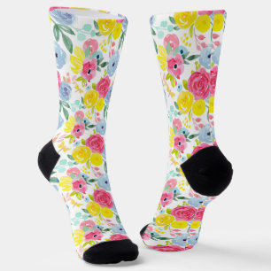 Chaussette Bright Colorful Watercolor Floral Pattern