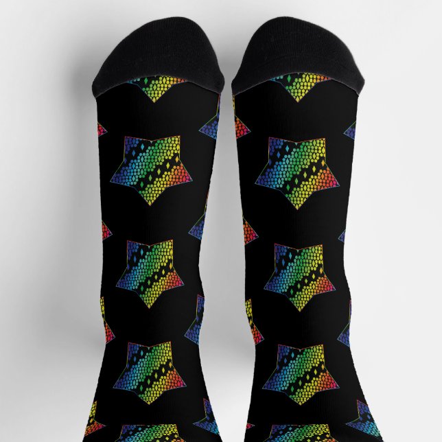 Chaussette Bright Rainbow et Black Honeycomb étoile diamant (Haut)