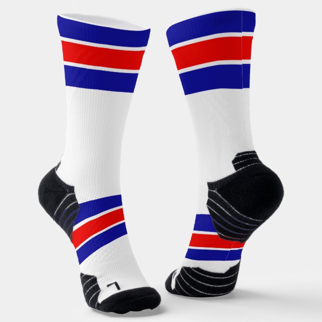 Chaussette Bright Rouge Blanc & Bleu Gratté Design (Angulaire)