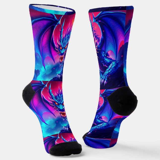 Chaussette Bright Socks RANDOPIX Bleu Rouge Dragon 0039508 (Angulaire)