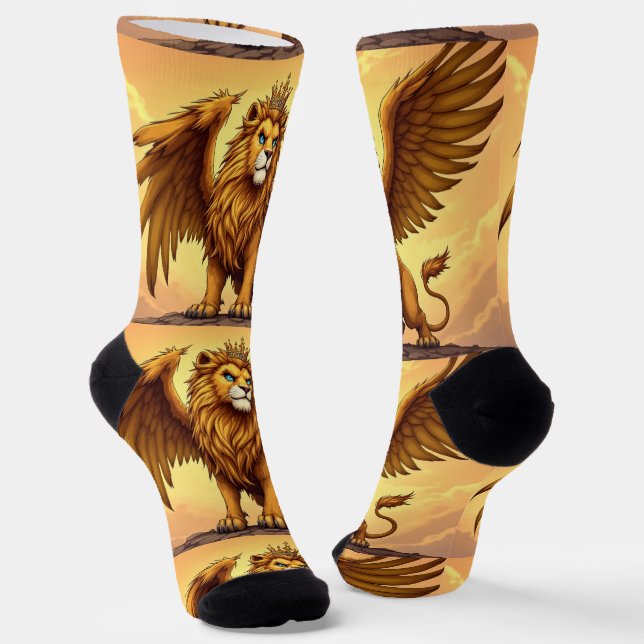 Chaussette Bright Socks UNISEX Crowned Dragon Lion 0040754 (Angulaire)