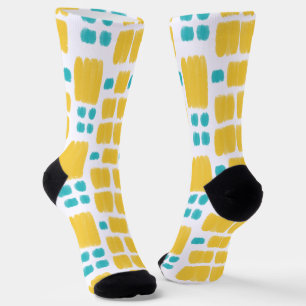Chaussette Bright Turquoise et Jaune formes peintes