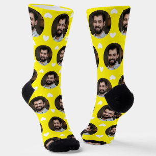 Chaussette Bright Yellow Photo of Boyfriend pour amie