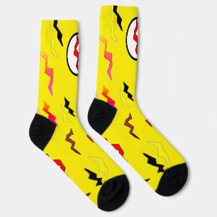 Chaussette Bright Yellow Red Lightning Bolt Halloween